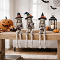 Dlfghos 3 Pieces Halloween Skeleton Statue Halloween Skull Figurine Home Decor Reading Skeleton Figurines Decorations for Indoor Fireplace Home Kitchen Desk Office Party by Dlfghos
