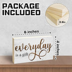 Everyday is a Gift Rustic Wooden Block Sign, 5x3 Inch Positive Inspirational Wood Plaque, Farmhouse Home Decor for Desk Tabletop Shelf, Housewarming Christmas Gift for Friends Family - A14 - Image 2