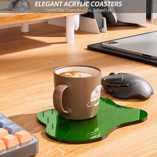 Acrylic Coaster Decorative Plates, Dark Green Bar Drink Coaster, Clear Cloud Shape Coffee Cup Coaster, Perfect for Tabletop Protection and Accessories Display.(Dark Green - Image 2