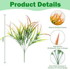Uieke 12PCS Artificial Grass Plants Outdoor Fake Grass Stems, Autumn Orange - Image 3