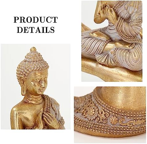 Buddha Statue for Home Decor Gold 8.7"- Buddha Statues for Zen Decor - Buddha Statue Large for Spiritual-Buddha Decor for Living Room-Buda–Indoor Buddha Gift for Relaxation, Meditation or Shrine - Image 6