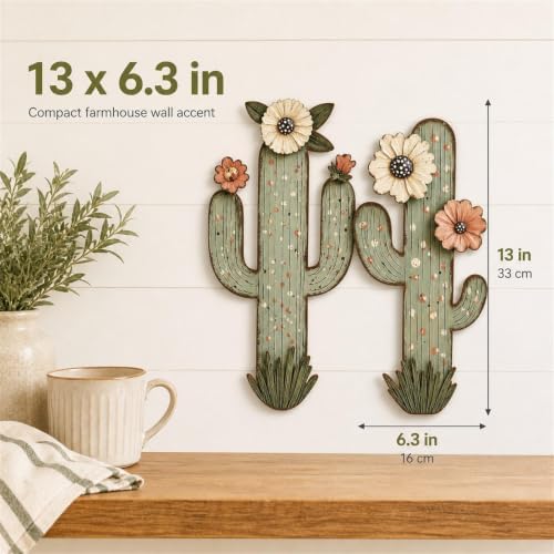 flangairy 2 Pcs Metal Cactus Wall Art, Southwestern Decor for Bathroom - Image 2