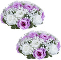 NUPTIO Flower Balls for Table Centerpieces: Purple & White Artificial Rose by Nuptio