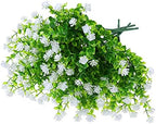 XLFAQXM Artificial Plants Flowers Grass Shrubs 8 Pack No Fade Faux Plastic Flowers Outdoor for Vases Farmhouse Garden Porch Patio Office Indoor Wedding Decoration Greenery Fake Plants (2#White) - Image 3