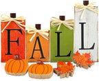 WOHOHOHO 8Pcs Wooden Fall Decorations for Home, "FALL" Wood Table Decor, Pumpkin & Maple Leaf Signs. Rustic Wooden Autumn Thanksgiving Decorations for Home Office Room Bedroom Mantel Tiered Tray by Unknown