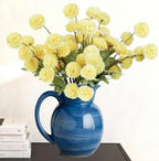 12 Pcs Artificial Mums with Long Stems 20 Inch Yellow Faux Flowers for Vase - Image 2