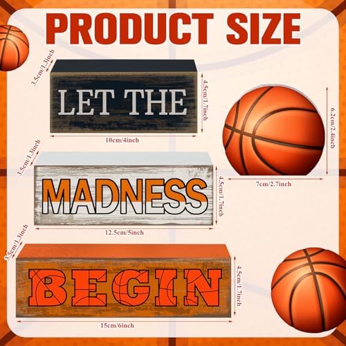 Yuntau 4 Pcs Basketball Table Decorations Wooden Blocks Tiered Tray Decor - Image 3