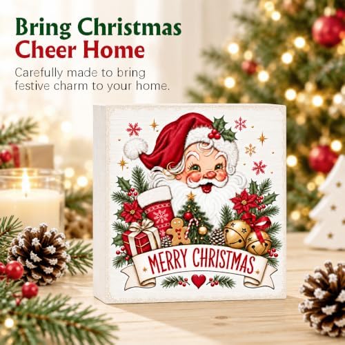 Christmas Decorations, Vintage Merry Christmas Wood Box Sign - Image 5