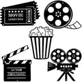 Moxweyeni 5 Pcs Movie Theater Decor Movie Theater Metal Home Room Decor Cinema and Popcorn Reel Wall Sign Art Cinema Film Wall Decoration for Home Party Supplies by Moxweyeni
