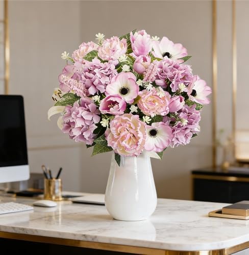 2 Pcs 18Inch Cemetery Flowers for Grave Fake Peonies - Image 7