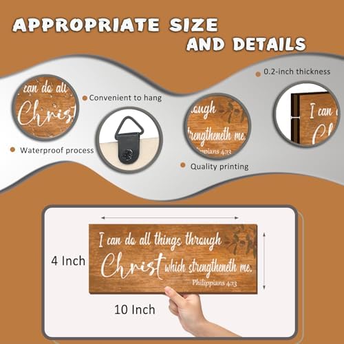 4 Pieces Bible Verses Wall Decor Orange Bathroom Decor Christian Signs Religious Art for Home Motivational Prayer Wall Art for Living Room Office Bedroom Bathroom(Orange,10x4") - Image 4