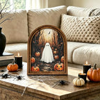 DAZONGE Halloween Wood Framed Arch Sign, Haunted Halloween Ghost Decor - Image 2