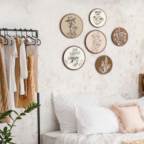 Barydat 6 Pcs Boho Wooden Plant Wall Art Decor,Vivid Round,8 Inch, 10 Inch - Image 4