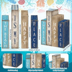 Lineshading 4 Pcs Summer Table Decoration Wooden Book Coastal Beach Sign - Image 3