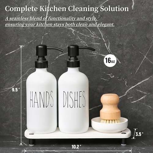 MOMEEMO Soap Dispenser Set Comes with Stainless Steel Pumps, White & White - Image 2