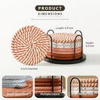 Lazebox Coasters Set of 8 for Drinks, 4 Inch Large Coasters for Coffee Table, Tabletop Protection for Hot & Cold Drinks, Versatile Coasters for Home Decor, Non-Slip & Easy to Clean, Orange - Image 4