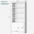 Modern Bookshelf with Doors, Industrial Bookshelves with 6-Tier Shelf, 71 - Image 2