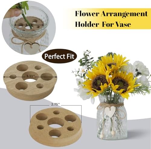 Artificial Sunflower Bouquets in Vase with a Flower Arrangement Holder - Centerpieces for Dining Room & Coffee Table Decor - Image 3