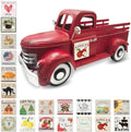 Apple Decor 13.4" Farmhouse Vintage Red Truck with 20 Magnets by Teeloray