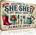 Bestylez Garden Gifts Welcome To My She Shed Vintage Gardening Signs for Home Garden Greenhouse Living Room Bedroom Yard Outdoor Decor 8X12 Inch (3372) by RustFreeBrightColorsDurableandNotFade