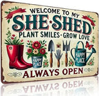 Bestylez Garden Gifts Welcome To My She Shed Vintage Gardening Signs for Home Garden Greenhouse Living Room Bedroom Yard Outdoor Decor 8X12 Inch (3372) by RustFreeBrightColorsDurableandNotFade