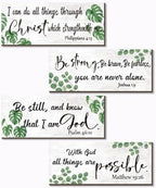 4 Pieces Green Bathroom Decor Christian Wall Decor Motivational Religious Prayer Sign with Eucalyptus Tropical Leaves for Home Living Room Office Bedroom Bathroom(Green, 10x4 In) by Unknown