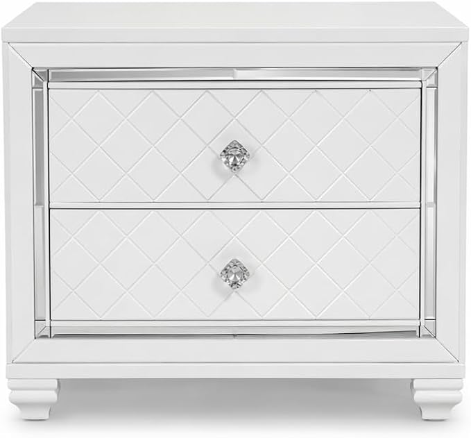 First of a Kind Shiney Contemporary 5 Piece Queen Bedroom Set High Gloss White - Image 8