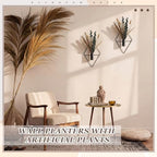 Jexine 2 Pcs Hanging Artificial Planters Wall Decor, Matte Black, Pampas - Image 4