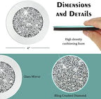 Jetec 6 Pcs Mirrored Glass Coasters with Holder, Bling, Silver, 4 Inch - Image 2