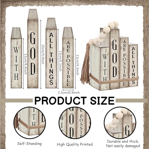 Lineshading 4 Pcs Christian Table Decor Wooden Book God All Things Possible - Image 3