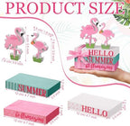 Geelin 4 Pcs Pink Flamingo Table Decoration Wooden Book Stack Signs - Image 3