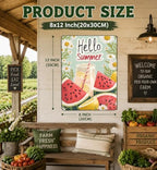 Hello Summer Vintage Tin Sign Watermelon Summer Decor Funny Wall Decor for Home Cafes Office Club 12x8 Inch - Image 2