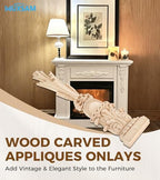 1Pc Wood Carved Appliques Onlays Unpainted Carving Decals Mouldings Trim - Image 6