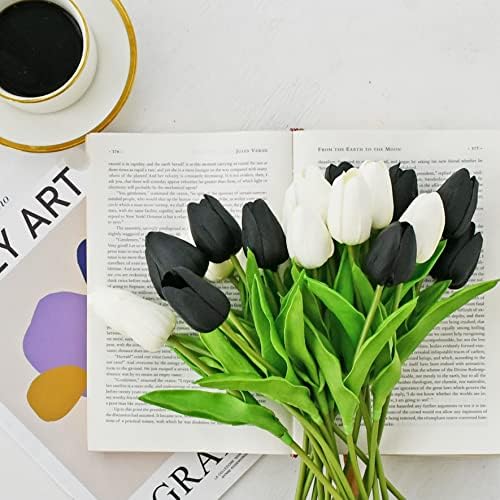 ONLY ART Artificial Black Tulips 20 Pcs – 13.5 Inch PU Faux Flowers with Bendable Stems for Home Décor, Wedding Centerpieces, DIY Floral Arrangements, New Year and Valentine's Day - Image 7