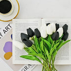 ONLY ART Artificial Black Tulips 20 Pcs – 13.5 Inch PU Faux Flowers with Bendable Stems for Home Décor, Wedding Centerpieces, DIY Floral Arrangements, New Year and Valentine's Day - Image 7