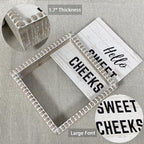 Boho Farmhouse Wooden Framed Bathroom Decor Signs, Funny Restroom Decorative Plaque Small Cute, Toilet Rules Shelf Decoration (Hello Sweet Cheeks) - Image 5
