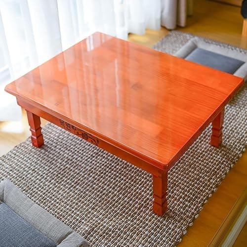 Korean Style Folding Solid Wood Low Table, Rectangle Meditation & Tea Table by Unknown