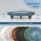 EOSAHR Round Wood Riser for Kitchen Counter, Beaded Decorative Tray, Blue - Image 2