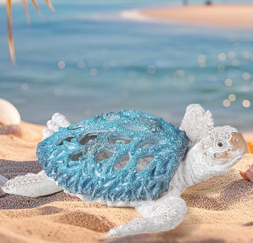 VVGIFTS Ocean White Sea Turtle Coral Reef Beach Coastal Home Shelf Decor - Image 5