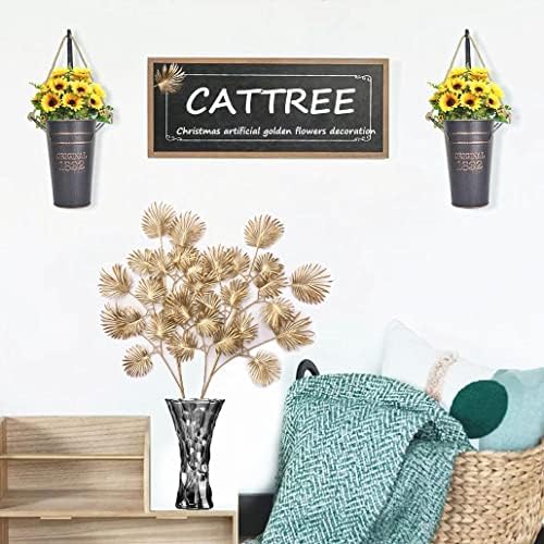 Artificial Golden Plants for Christmas Decor, Tall 30 Inch Faux Palm Leaves Plastic Fan Leaf Fake Tropical Monstera Tree for Indoor Outdoor Wedding Party Big Vase Filler DIY Decoration - Gold 2 Pack - Image 4