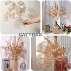 Christmas Artificial Plants Decoration 26" Tall, CATTREE Fake Plastic Golden Apricot Leaves Simulation Ginkgo Leaf Grass for Wedding Party Indoor DIY Home Office Table Centerpieces Decor Gold - 2 Pack - Image 3