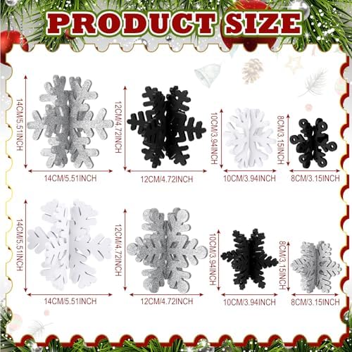 Wenqik 16 Pcs Wooden Snowflake 3D Centerpieces,White, Black, Silver - Image 3