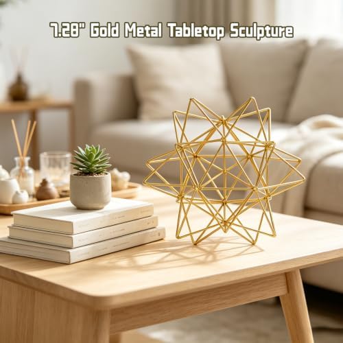 Gold Geometric Sphere Metal Tabletop Decor Sculpture - Image 4