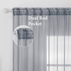 MIULEE 2 Panels Sheer Curtains for Living Room 54X84 Inch Dark Grey | Window - Image 2