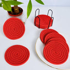 ABenkle 8 Pcs Drink Coasters with Holder, Cotton Woven Absorbent Coasters for Drinks, Minimalist Home Decor Coaster Set for Wooden Tabletop Protection Table, 4.3 inches - Image 7