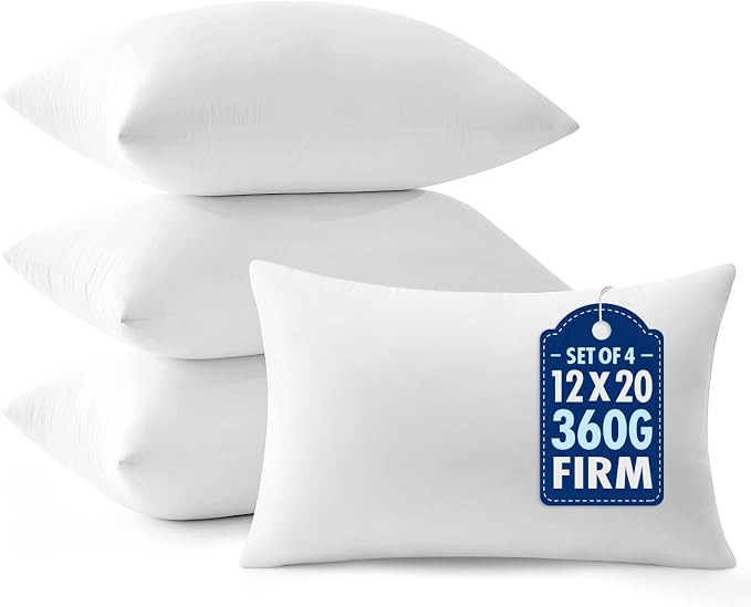 MIULEE 12x20 Throw Pillows Inserts 4 Pack, Decorative Pillows by MIULEE