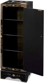 Black Lacquer Mother of Pearl Chinese Pedestal Cabinet - Image 2