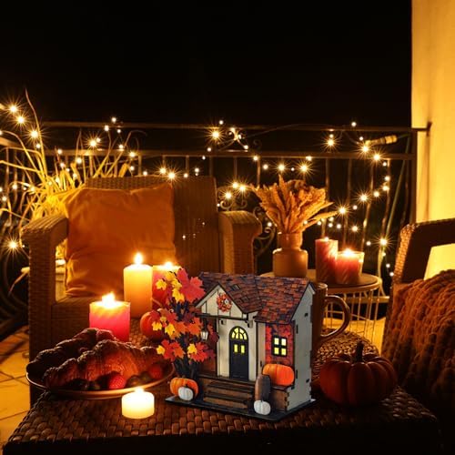 GlikCeil Fall Vintage Light up Pumpkins Cottage Halloween Decor Figurine - Image 4