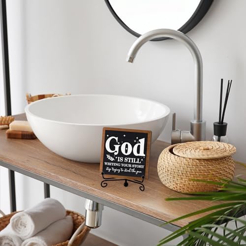 Home Decor, Farmhouse Shelf Decor For Living Room, Boho Aesthetic Table Decorations, Christian Gifts For Women Men, Entryway Tv Stand Fireplace Mantle Coffee Table Decoration (story-02) - Image 4