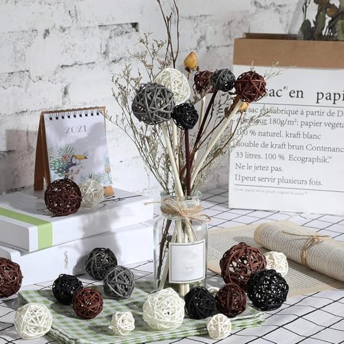 Wicker Ball Orbs,White, Dark Gray, Brown, Black,2.4'',2'',1.6'',1.2'' - Image 6